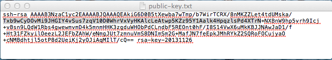 copy the public ssh key to a text file